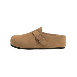 【牛皮~限时78】内增高勃肯鞋女厚底外穿包头半拖鞋软底博肯凉拖