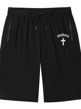 500斤+凉感冰丝短裤男宽松大码薄
