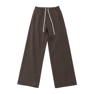 KNgs 冬季复古简约纯色不收口宽松加厚加绒休闲裤阔腿长裤卫裤女