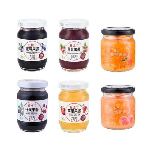 丘比果酱苹果草莓蓝莓白桃面包酱蛋糕圣代冰激凌果酱
