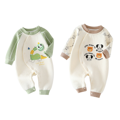 婴儿连体衣秋冬款三层夹棉保暖