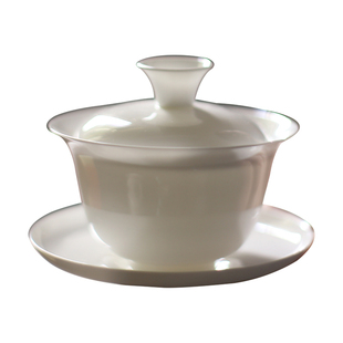 见山阁|夜蝉|潮汕骨瓷盖碗单个超薄功夫茶碗三杯单丛纯白三才碗