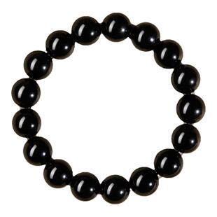 天然黑曜石手串本命年转运珠护身符手链男女款黑色水晶串珠手饰品