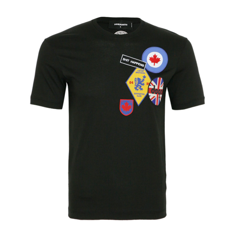 Dsquared2/D二次方 新款男士徽章勋章复古印花短袖T恤S71GD0488