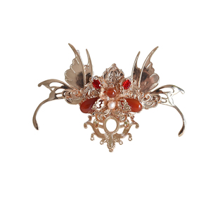 清月鹿鸣原创【灵狐玉蝶】古风日常发冠流苏发簪耳环汉服发饰全套