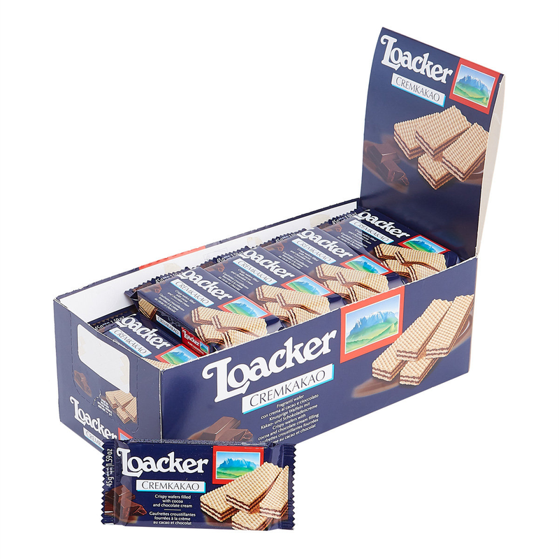 Loacker 原盒莱家朱古力威化家庭装办公室休闲威化饼干盒装45gx25