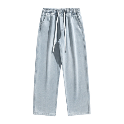 潮牌美式复古抽绳牛仔裤男街头