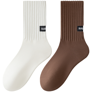 袜子女款秋冬季长筒棉袜加厚加绒高筒外穿潮网红款配鲨鱼裤运动袜