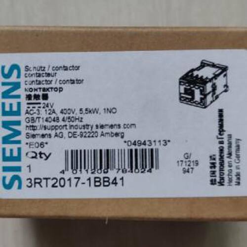 议价全新现货西门子功率接触器AC312A5.5kW400V1NO3RT20171BB41