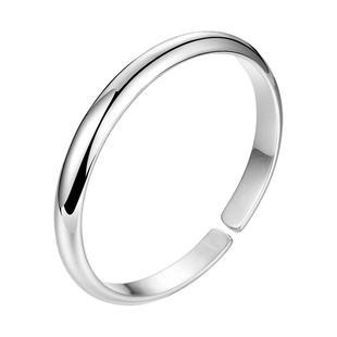 九乐足银999光面手镯女经典开口实心半圆贵妃纯银手镯送妈妈礼物