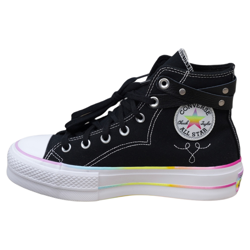 匡威正品 ALLSTAR LIFT彩虹经典款厚底休闲百搭帆布鞋黑色A10218C