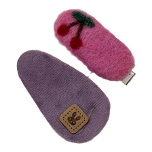 FUNCOCO｜可爱小樱桃~羊毛毡秋冬新款儿童刘海发夹一对夹子韩国女