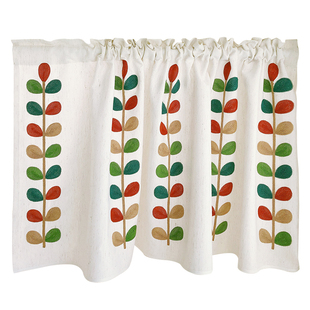 精致绣花五彩叶布门帘小半帘衣柜遮挡免打孔厨房玄关隔断置物架帘