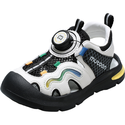 牧童旋转纽扣轻便透气儿童凉鞋