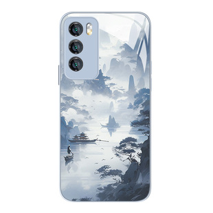 水墨画山水适用vivox300手机壳x200/100/s20/s19/s18古风x90s新中式17pro中国风x80玻璃s16e新款x70男国潮x60
