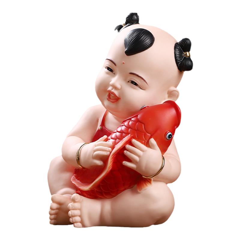素茗《年年有余》陶瓷鱼摆件