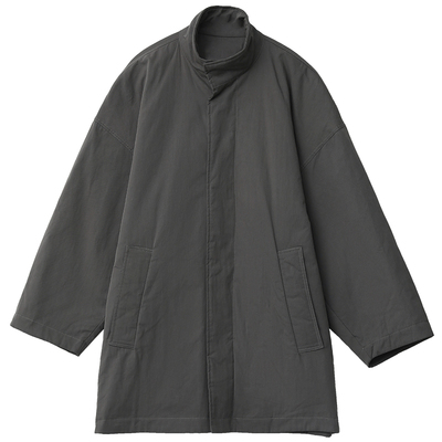 简约灰色高级感中长款棉服外套