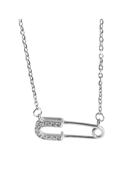 足银S999别针镶钻项链女