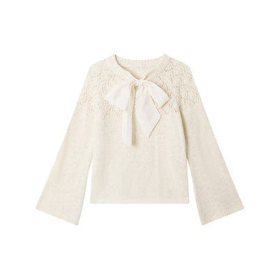 姜雯镂空蝴蝶结毛衣秋冬套装女