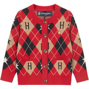 暇步士童装儿童开衫25秋冬新品小童线衣男童毛衣女童针织衫新年装