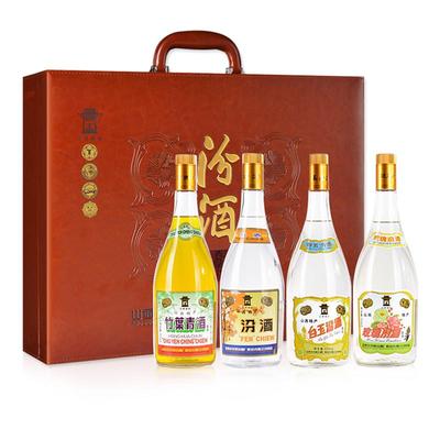 汾酒杏花村酒950ml*4瓶白玉+玫瑰+竹叶青酒+汾酒套装清香型白酒