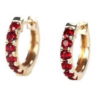18K玫瑰金天然鸽血红宝石耳环 彩金白金蓝宝石群镶耳扣耳夹女定制