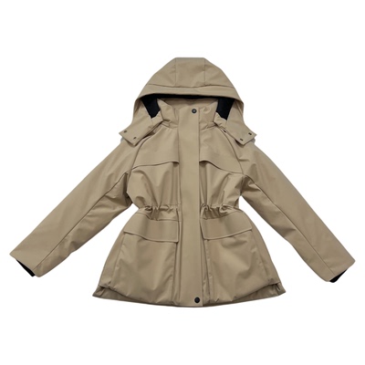 大码收腰宽松显瘦工装鹅绒羽绒服