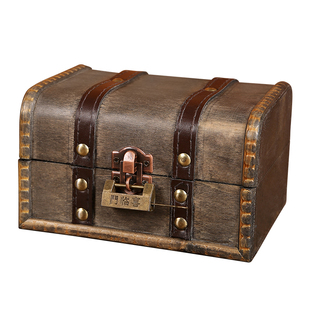 古风复古首饰盒高档精致耳环项链饰品收纳盒带锁小木盒礼品包装盒