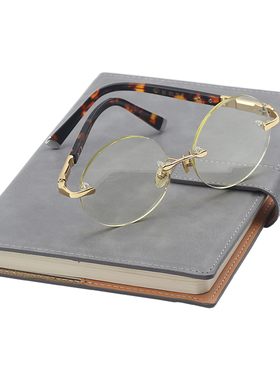 竹叶青复古圆东海水晶石头眼镜