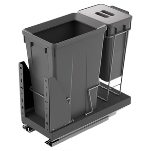 厨房带盖隐藏嵌入式高身浅窄垃圾杂物桶抽拉分类橱柜内置拉篮收纳