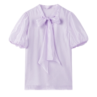 洋气法式衬衫雪纺衫女夏季新款减龄泡泡袖小个子好看流行短袖上衣