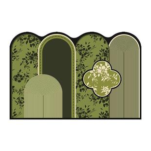 绿色中古风入户门地垫耐脏免洗pvc室内进门地毯可裁剪防水门口垫