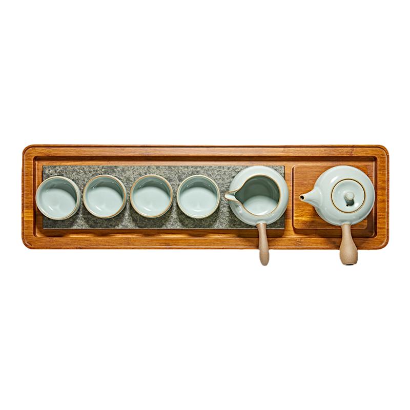 雅瓷汝窑茶具套装家用侧把壶四杯