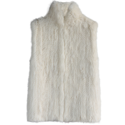 双面编织兔毛坎肩立领