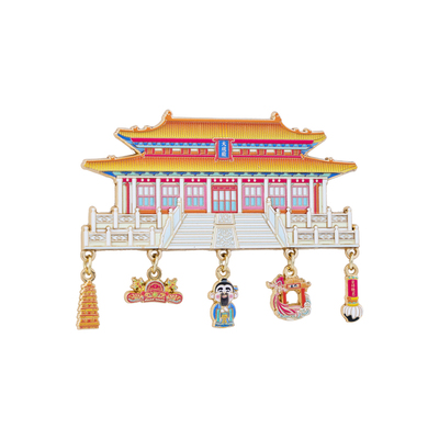 山东曲阜大城殿趵突泉挂坠冰箱贴孔子故里金属磁吸博物馆风格