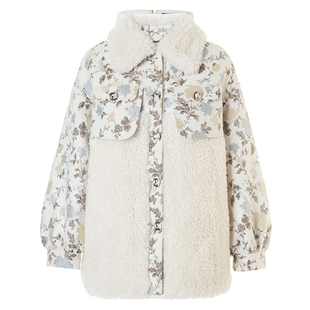 【奥莱】MAXRIENY优雅复古感环保皮草外套款提花羽绒服