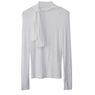 韩国东大门2026春装新款高领绑带围巾设计微透长袖T恤打底衫上衣