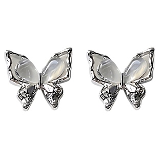 猫眼蝴蝶合金美甲饰品网红立体镂空银粉色合金钻石指甲配饰单颗装