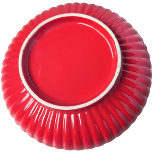 二郎家花边陶瓷菜盘釉下彩西餐盘好看的甜品摆盘红色喜庆果盘微瑕