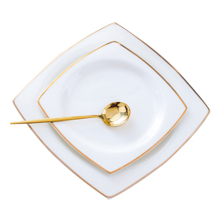 景德镇碗盘浮光跃金自由组合盘子碟子搭配家用陶瓷碗盘套装家用