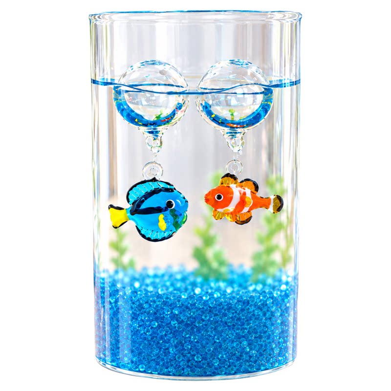 鱼缸悬漂浮饰品玻璃尼莫浮球泡泡创意花瓶微景观装饰造景琉璃小鱼