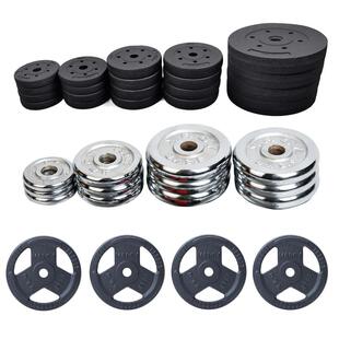 力诺环保杠铃片 单买电镀哑铃片 小孔烤漆杠铃片大孔奥杆片配重片