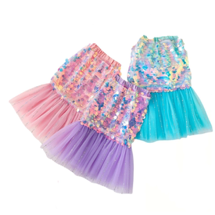 女童新款ins人鱼姬美人鱼亮片半身裙爱丽儿公主裙子表演鱼尾裙