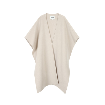 SS for me 掠过心弦 1OO羊毛黑色斗篷大衣女高级感气质毛呢外套