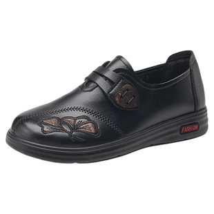 纪珀尼妈妈鞋软底单鞋中老年奶奶新款女鞋舒适中年防滑平底皮鞋女