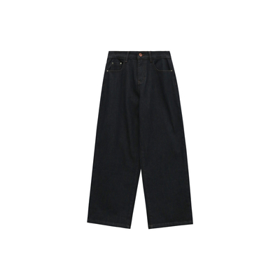 秋冬款设计感显瘦阔腿加绒牛仔裤