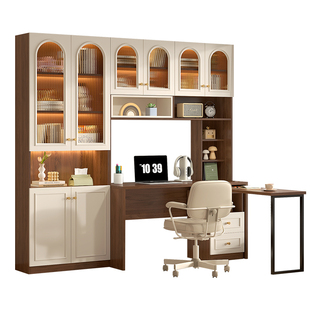 旋转书桌书架一体桌家用台式电脑桌书桌书柜一体靠墙桌子9FL17-2