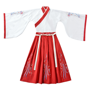 儿童国学服汉服襦裙女小学生古装开笔礼书童三字经弟子规表演服
