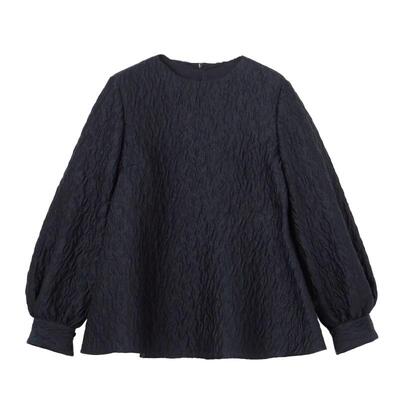 23区气质适宜简约感可洗Eclat提花荷叶边衬衫女ONWARD