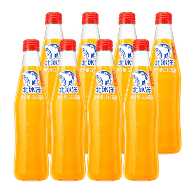 北冰洋桔汁汽水315ml*8瓶特价玻璃瓶怀旧老北京碳酸果汁汽水饮料